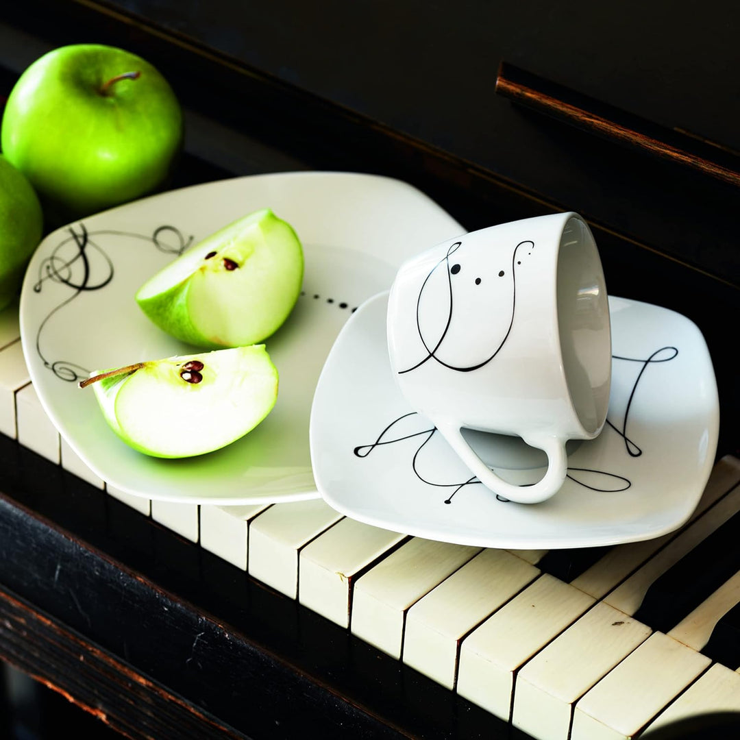 Mäser, Serie Chanson, Kombiservice 30-teilig, Porzellan Geschirrset, für 6 Personen, Weiss, Kombiser