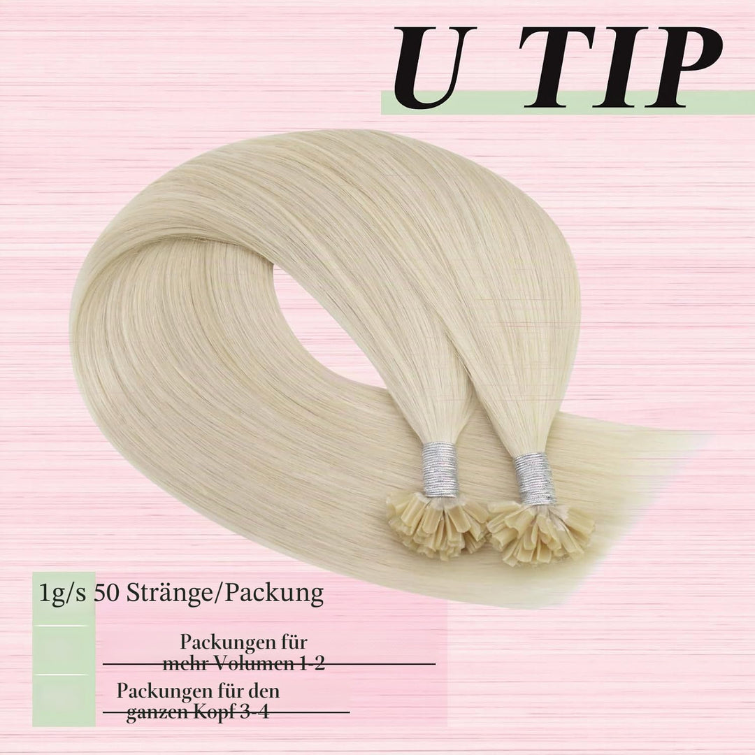 YoungSee Extensions Echthaar Bondings Blond 45cm Bonding Extensions Echthaar 1g Haarverlangerung Bon