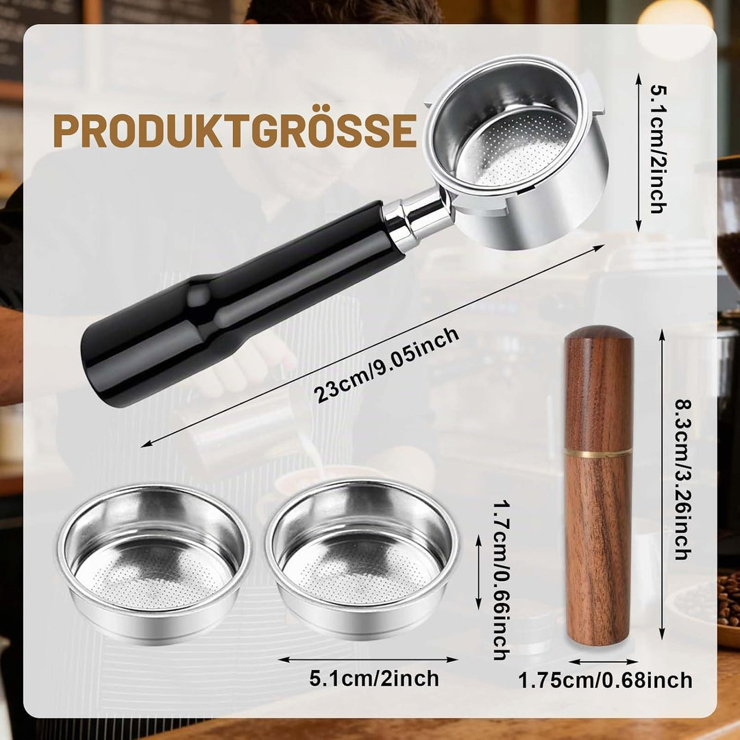 Siebträger Ohne Boden 51mm 3 Nasen Kompatibel mit DeLonghi Dedica EC680 EC685 EC885, 2x Edelstahl Si