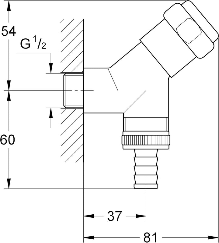 GROHE Original WAS Anschlussventil (DN15, Wandmontage, eigensicher gegen Rückfliessen), 41010000, Si