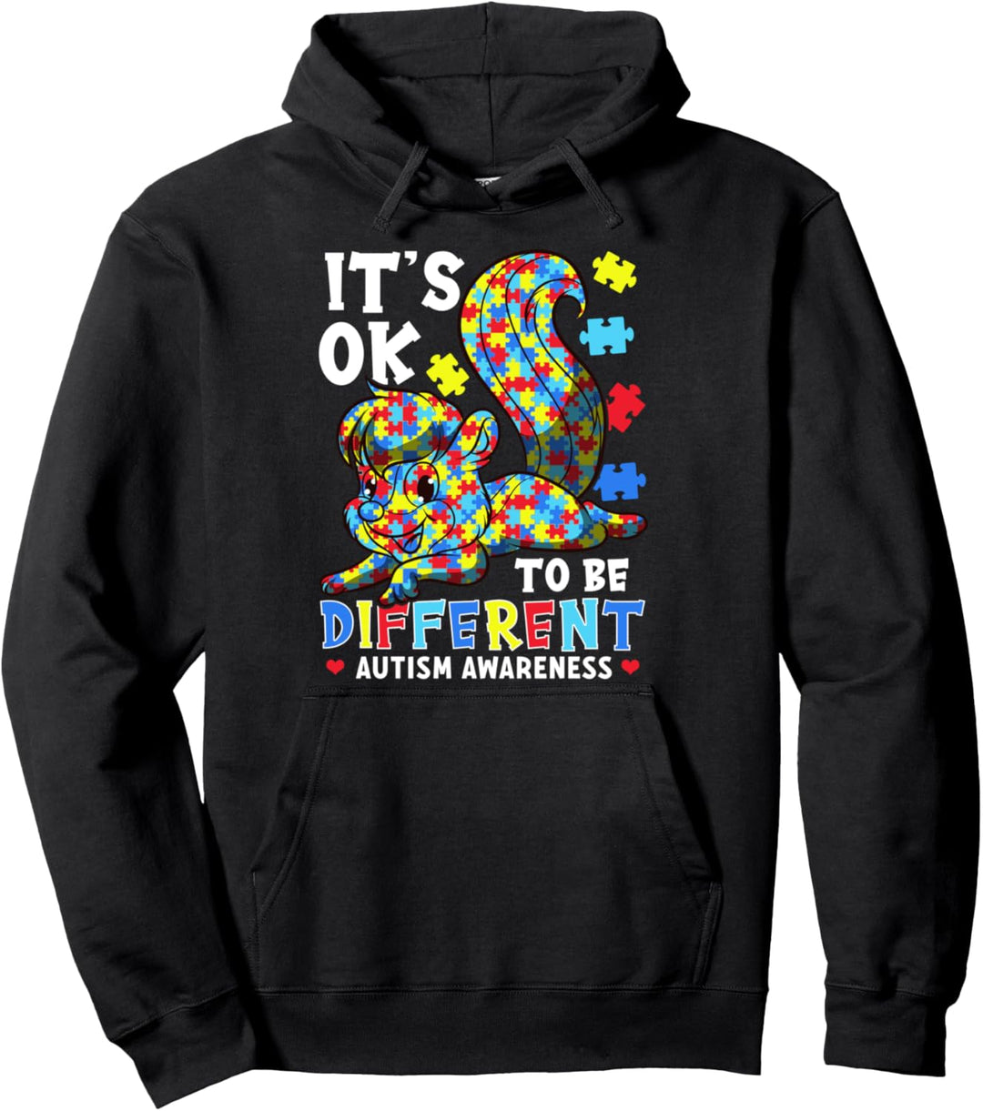 Cute It's OK To Be Different Autism Awareness Puzzle Animals Pullover Hoodie