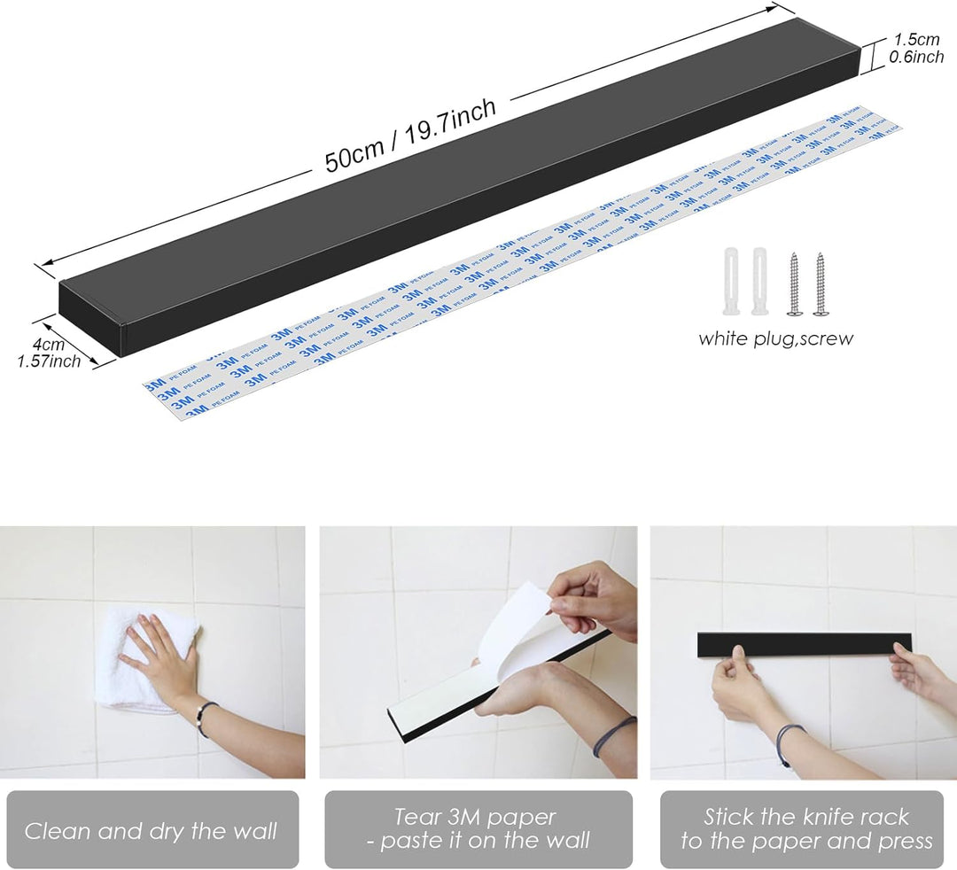 Tuevob 50cm Messerhalter Magnetisch Selbstklebend Messer Magnetleiste Edelstahl Magnet Messer Halter