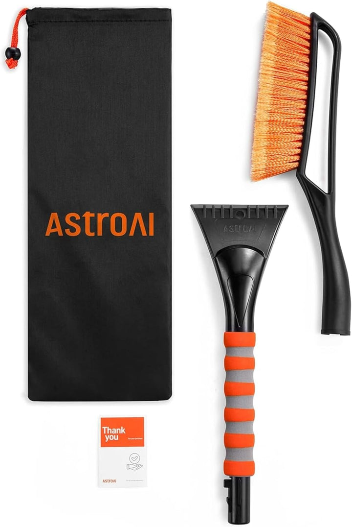 AstroAI Eiskratzer Auto mit Besen Schneebesen Abnehmbarer 68CM Lang mit grosse Kante Borsten &amp; Ergon