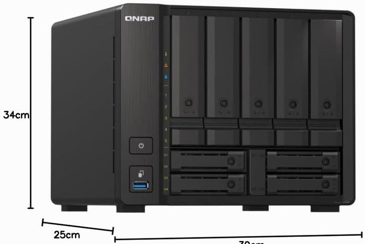 Qnap TS-H973AX-32G 9BAY 4C8T2.2GHZ 32GB DDR4 2X 2.5GBE 1X 10GBASE-T, One Size QuTS hero NAS Single 9