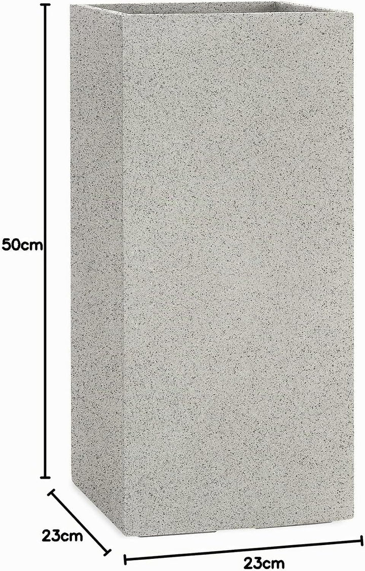 Pflanzwerk® Pflanzkübel Tower Granit Grau 50x23x23cm *Frostbeständiger Blumenkübel* *UV-Schutz* *Qua