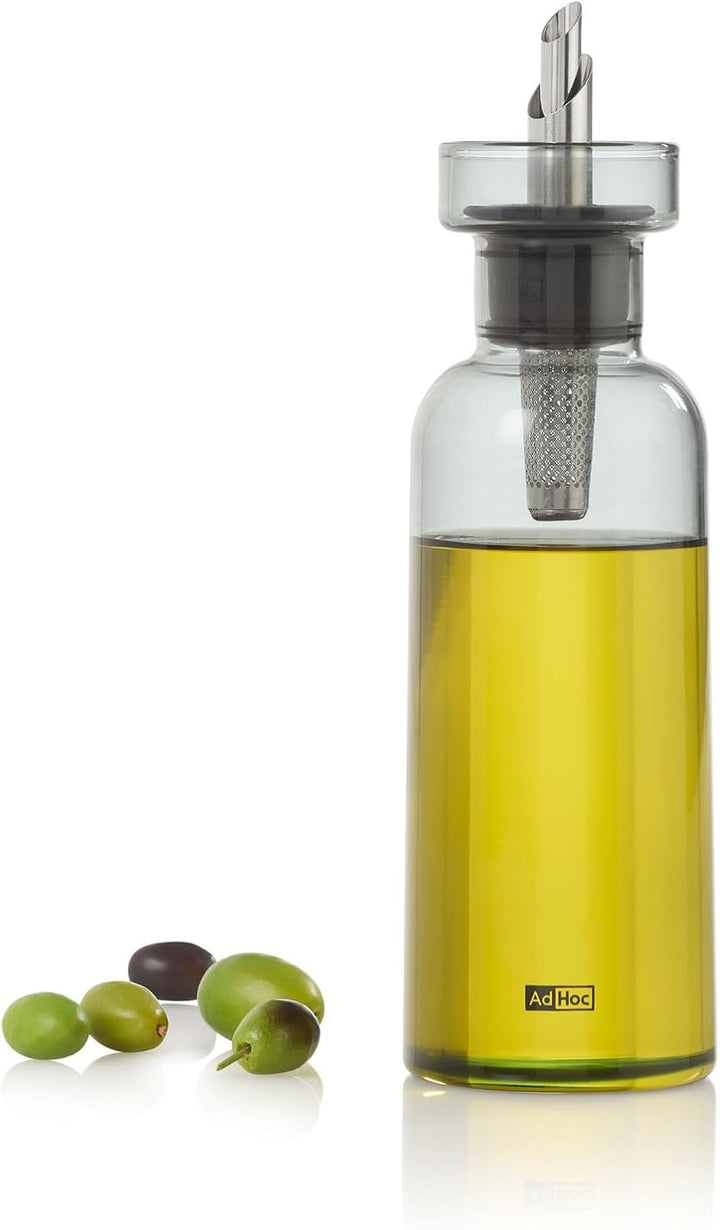 AdHoc BZ76 Ölspender oder Essigspender AromaPour aus Borosilikatglas in Grau | elegante Olivenölflas
