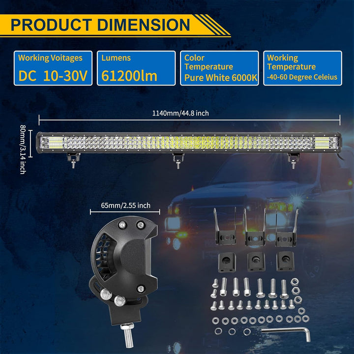 Willpower 45 Zoll LED Arbeitsscheinwerfer Bar 612W LED Scheinwerfer 12V 24V Flutlicht Spotlight LED