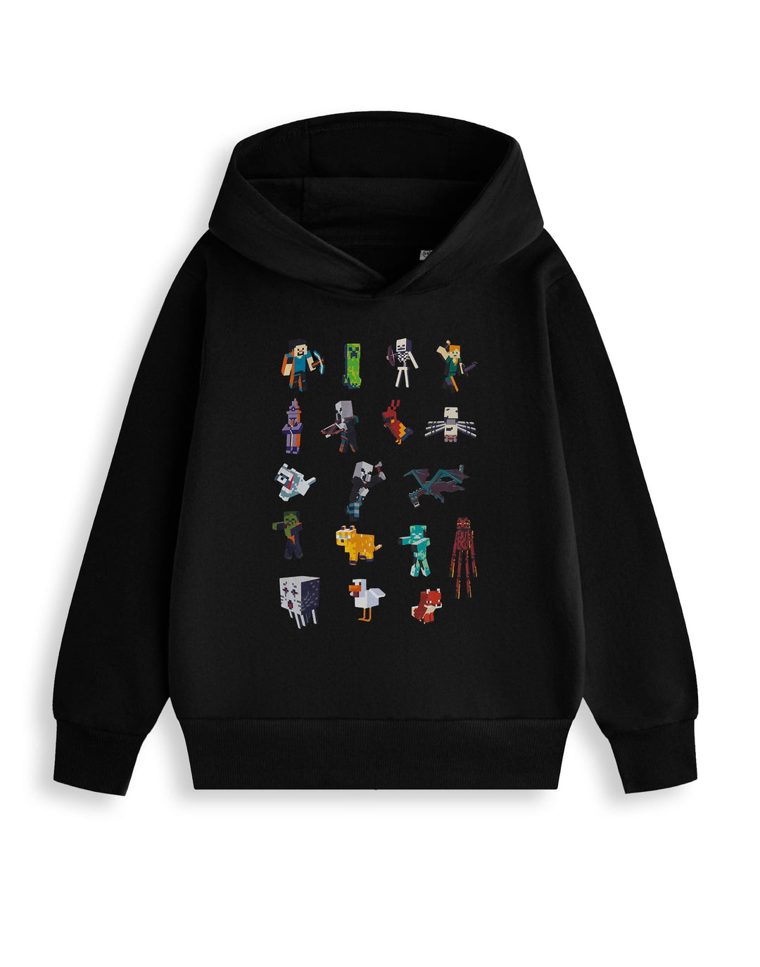 Minecraft Kapuzenpullover für Jungen Sprites und Creeper Motiv Optionen | Schwarzer Grafik Hoodie fü