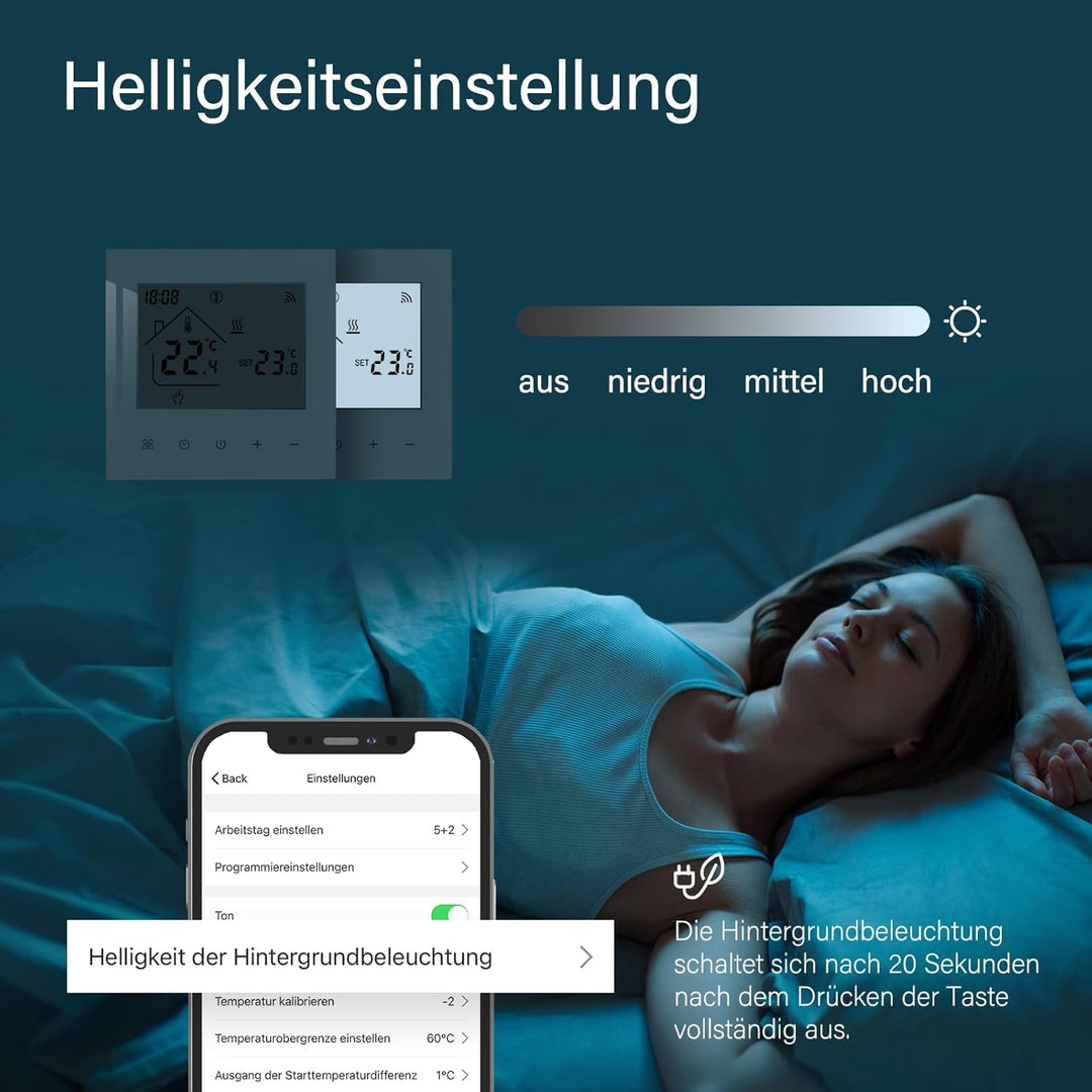 Beok Thermostat Heizung Smart WLAN Thermostate Für Kesselheizung Programmierbarer Raumthermostat Fus