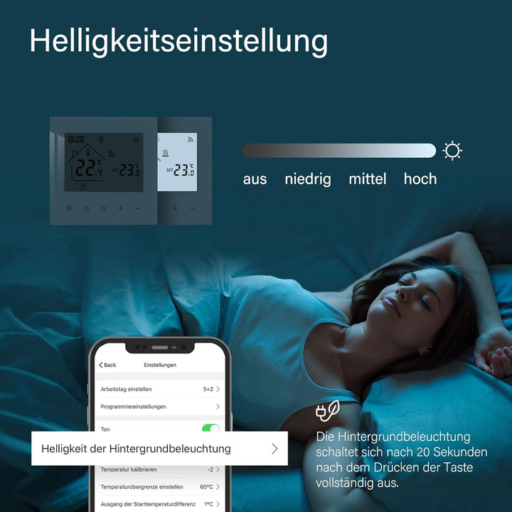 Beok Thermostat Heizung Smart WLAN Thermostate Für Kesselheizung Programmierbarer Raumthermostat Fus