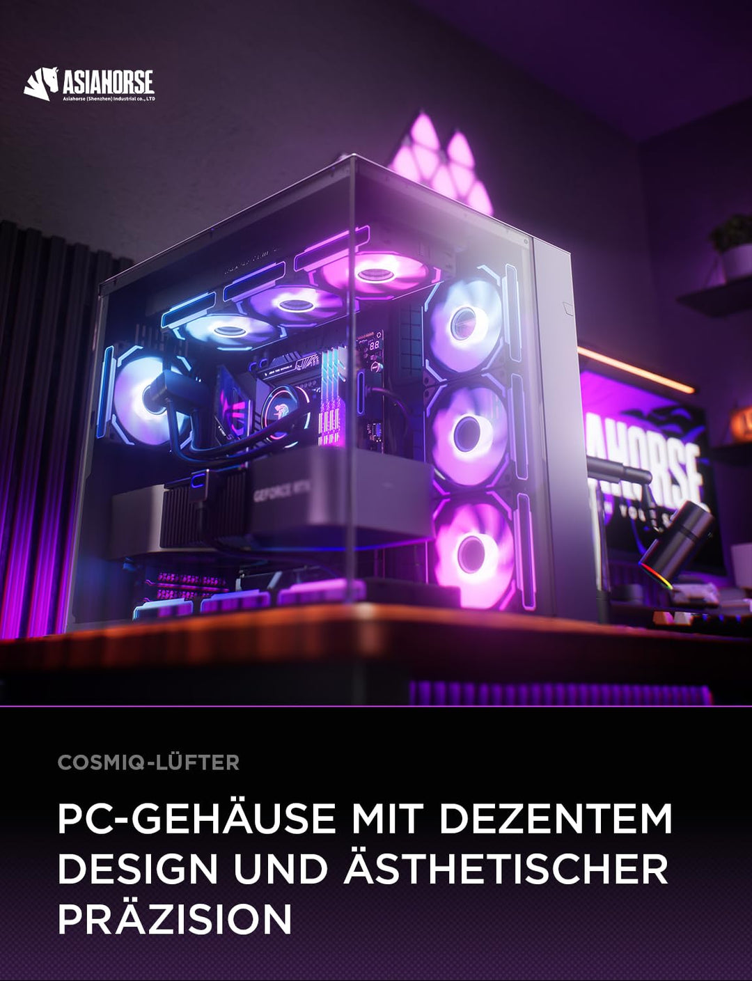 AsiaHorse COSMIQ RGB PC Lüfter 120MM Gehäuselüfter 3 Stück, ARGB Daisy Chain PC Lüfter [Infinity Mir