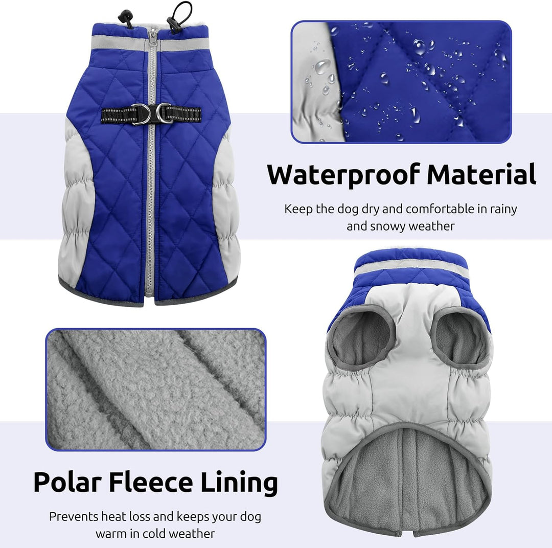 Wintermantel für Hunde, wasserdichte Jacke mit Trägern und Wollfutter, Kleidung für kleine und mitte