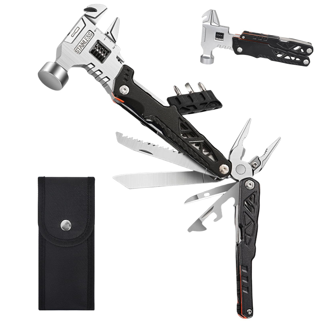 18 in 1 Multitool-Hammer – Kohlenstoffstahl Tragbares Multi-Tool für Camping, Wandern, Notfall, Über