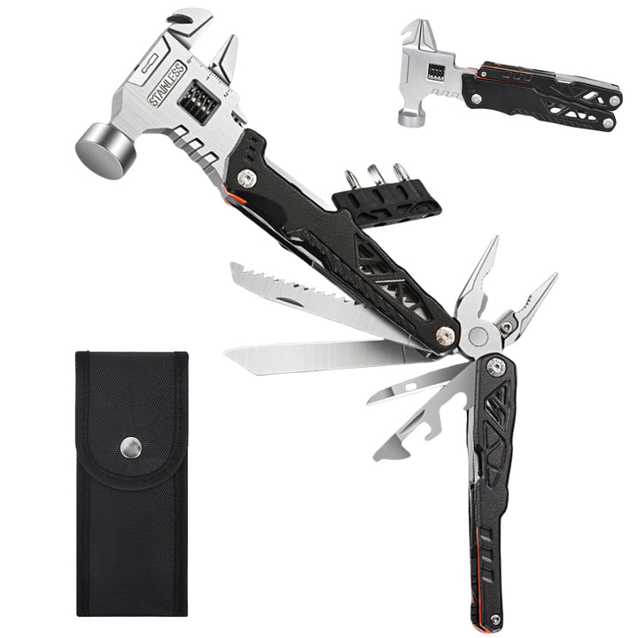18 in 1 Multitool-Hammer – Kohlenstoffstahl Tragbares Multi-Tool für Camping, Wandern, Notfall, Über