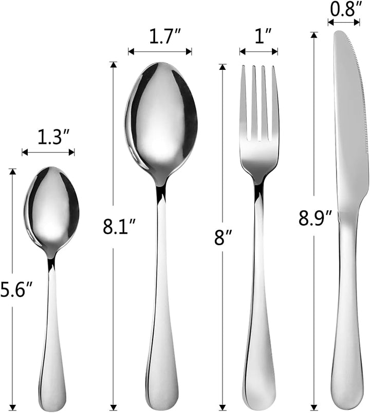 Besteck Set 6 Personen,24 Teilig Besteckset，Inkl Messer,Gabel LöFfel Und DessertlöFfel,Besteck Edels