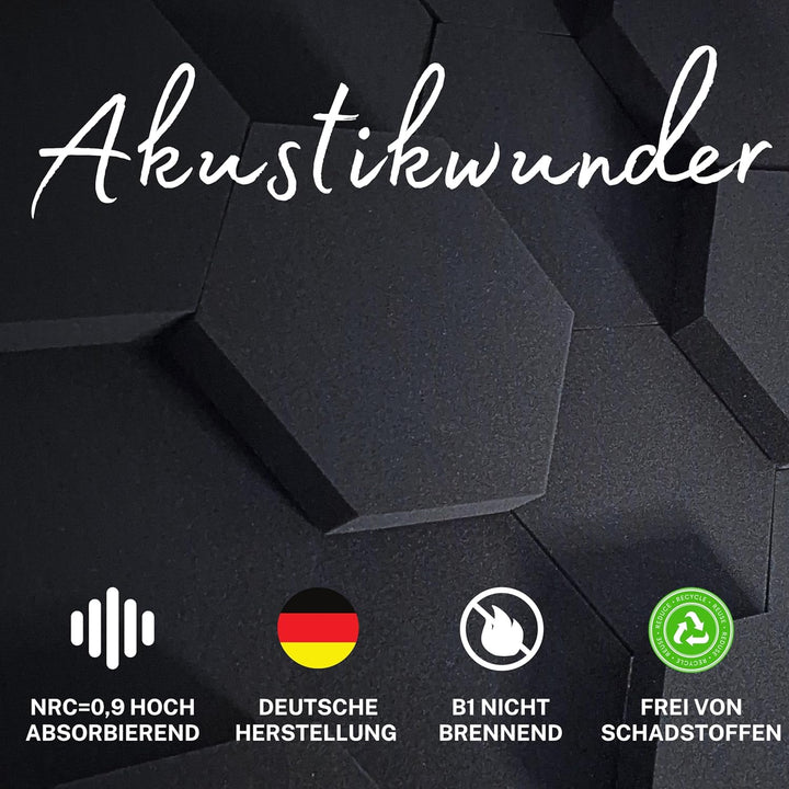 VATTO® Schallabsorber WAND Akustikpaneele - 12x Ø32cm selbstklebende Sound Absorber - Akustikplatten