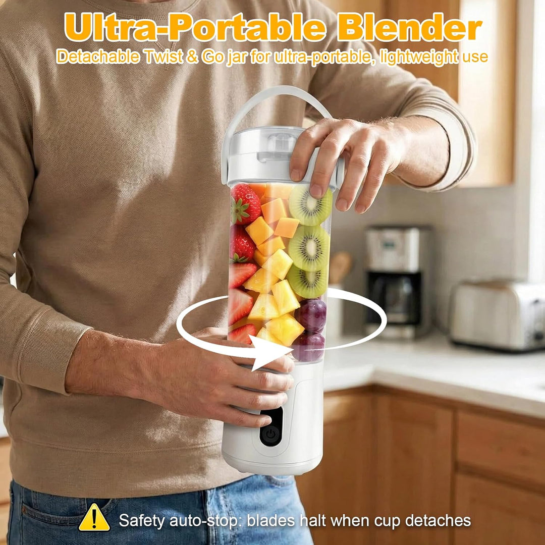 Tragbarer Mixer 580ml, Smoothie Maker to Go mit 12 Edelstahlklingen, 20000 U/min, USB-C Wiederauflad