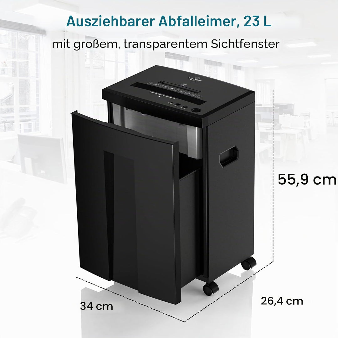 WOLVERINE 18-Blatt-P4-Hochsicherheits-Aktenvernichter mit 60 Minuten Laufzeit, Super-Kreuzschnitt, f