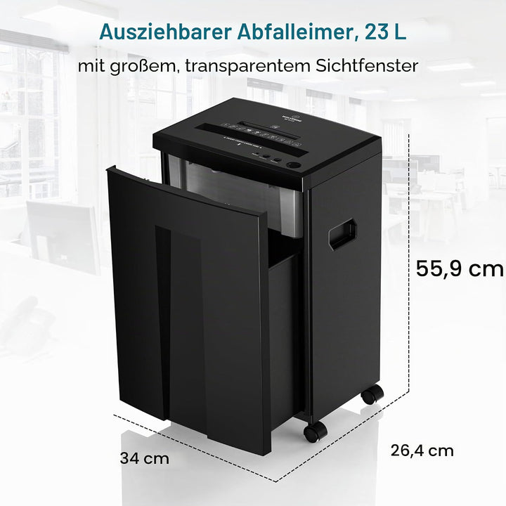 WOLVERINE 18-Blatt-P4-Hochsicherheits-Aktenvernichter mit 60 Minuten Laufzeit, Super-Kreuzschnitt, f