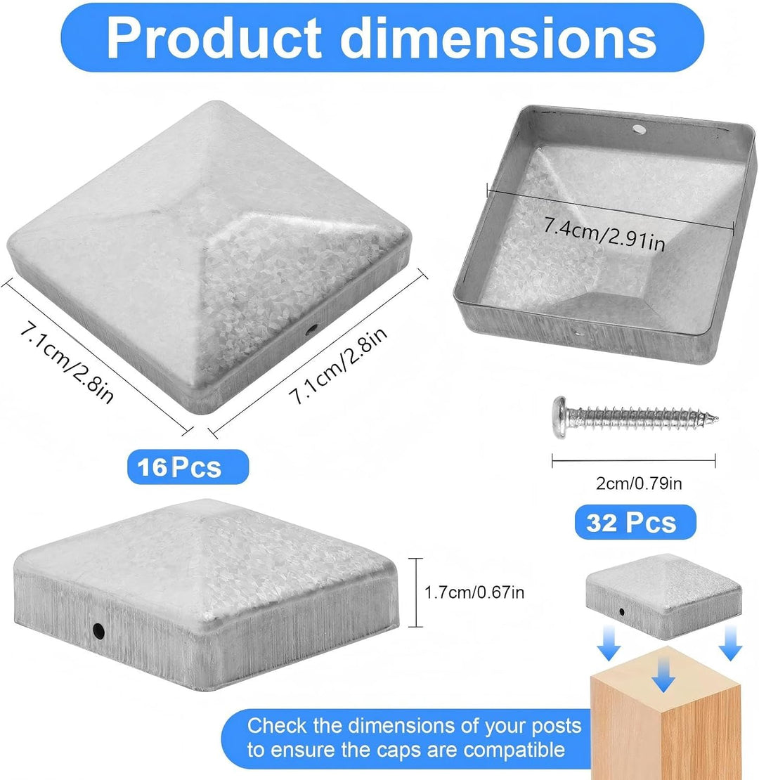 Pfostenkappe 7x7 Kappen Zaunpfosten 7x7cm*16pcs, 7x7cm*16pcs