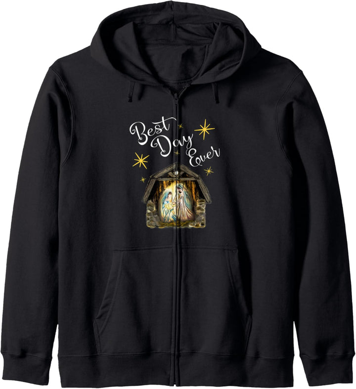 Weihnachtskrippe Jesus Best Day Ever Manger Christian Kapuzenjacke