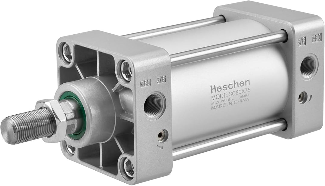 Heschen Pneumatischer Standard-Luftdruckzylinder, SC 80-75, PT3/8'' Anschluss, 80mm Bohrung, 75mm Hu