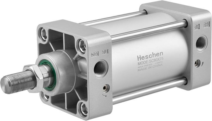 Heschen Pneumatischer Standard-Luftdruckzylinder, SC 80-75, PT3/8'' Anschluss, 80mm Bohrung, 75mm Hu