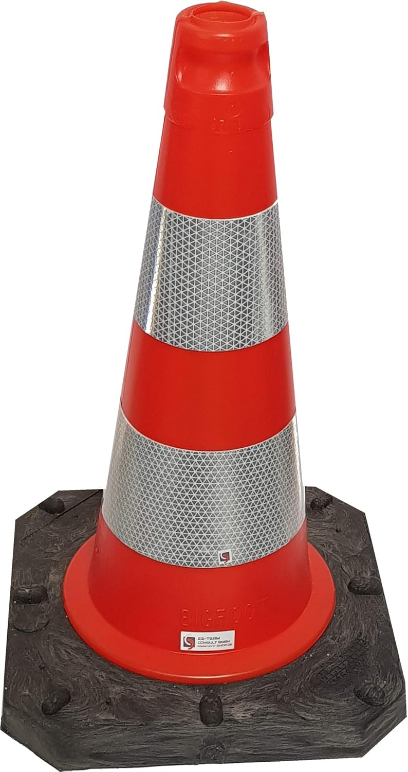 UvV® Leitkegel reflektierend 50 cm Pylone rot-orange 2,5 kg + Hochreflex RA2/C Folienringe Verkehrsk