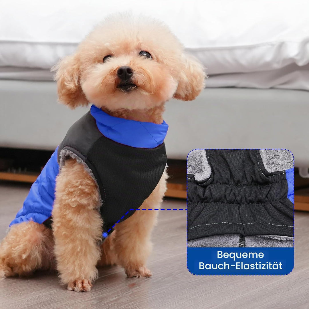 Warmer Fleece-Hundemantel für kleine Hunde, D-Ringe, wasserdichte Welpenjacke für den kalten Winter,