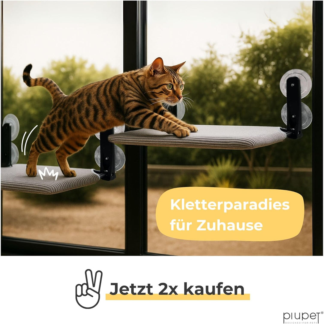 Schwebende Katzenfensterliege – Klappbare & platzsparende Katzenliege mit Saugnäpfen I Wendbare Häng