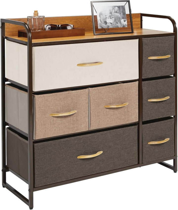 mDesign Kommode mit 7 Schubladen – breiter Schubladenschrank für Schlafzimmer, Wohnzimmer oder Flur