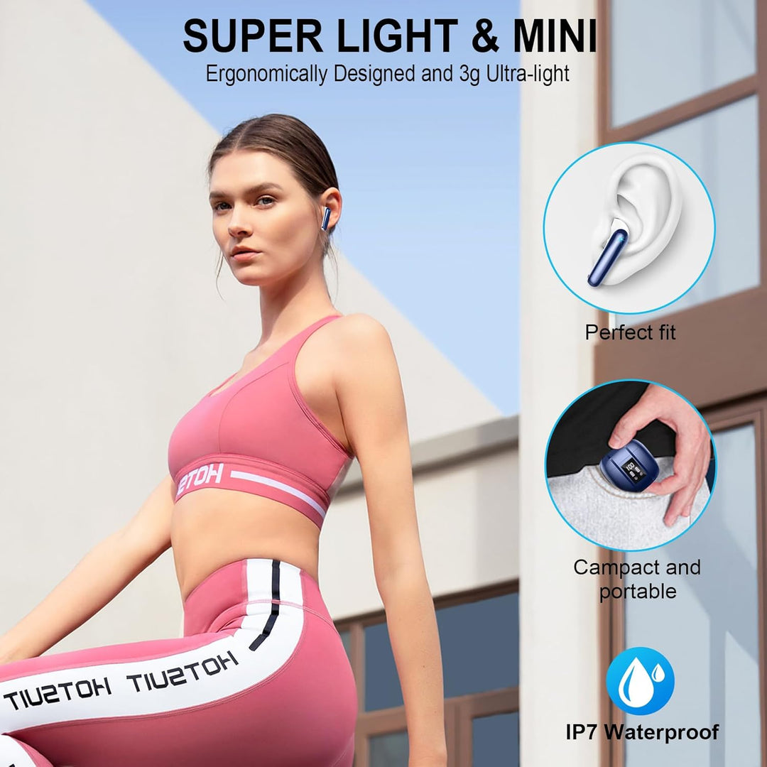 Nerunsa Bluetooth Kopfhörer, Kopfhörer Kabellos Bluetooth, 50 Std Spielzeit In Ear Kopfhörer mit 4 E