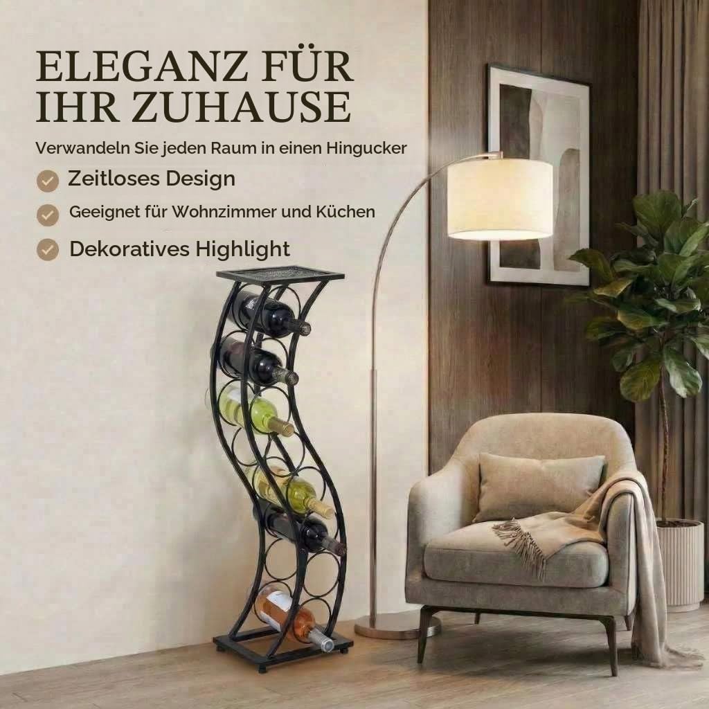 DanDiBo Weinregal aus Metall Schwarz Blumensäule Flaschenständer Elegance 80 cm Flaschenhalter