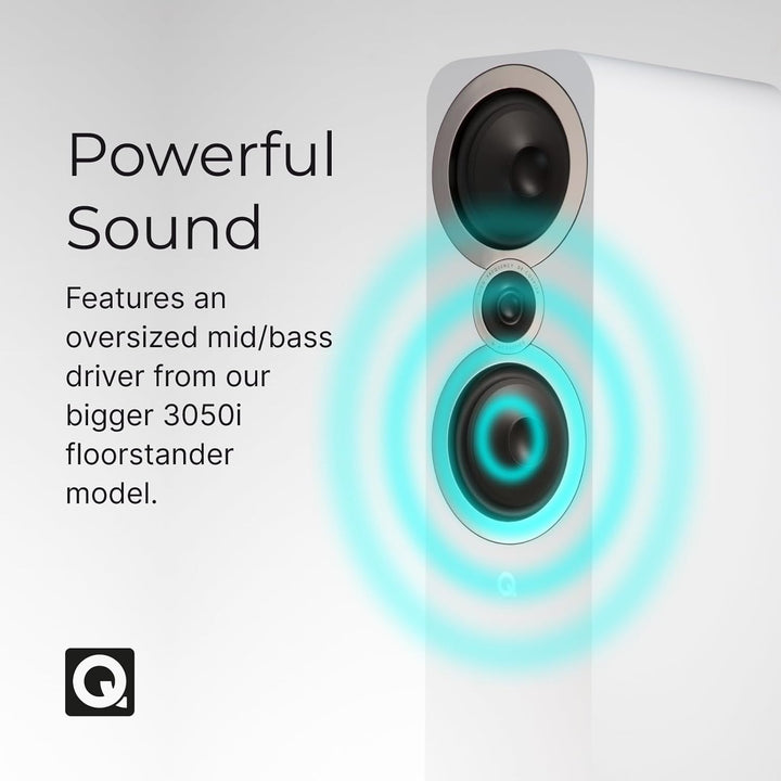 Q ACOUSTICS 3050i Standlautsprecher Paar Arctic White - 2-Wege-Reflexgehäuse, Bass-Treiber 2 x 165 m