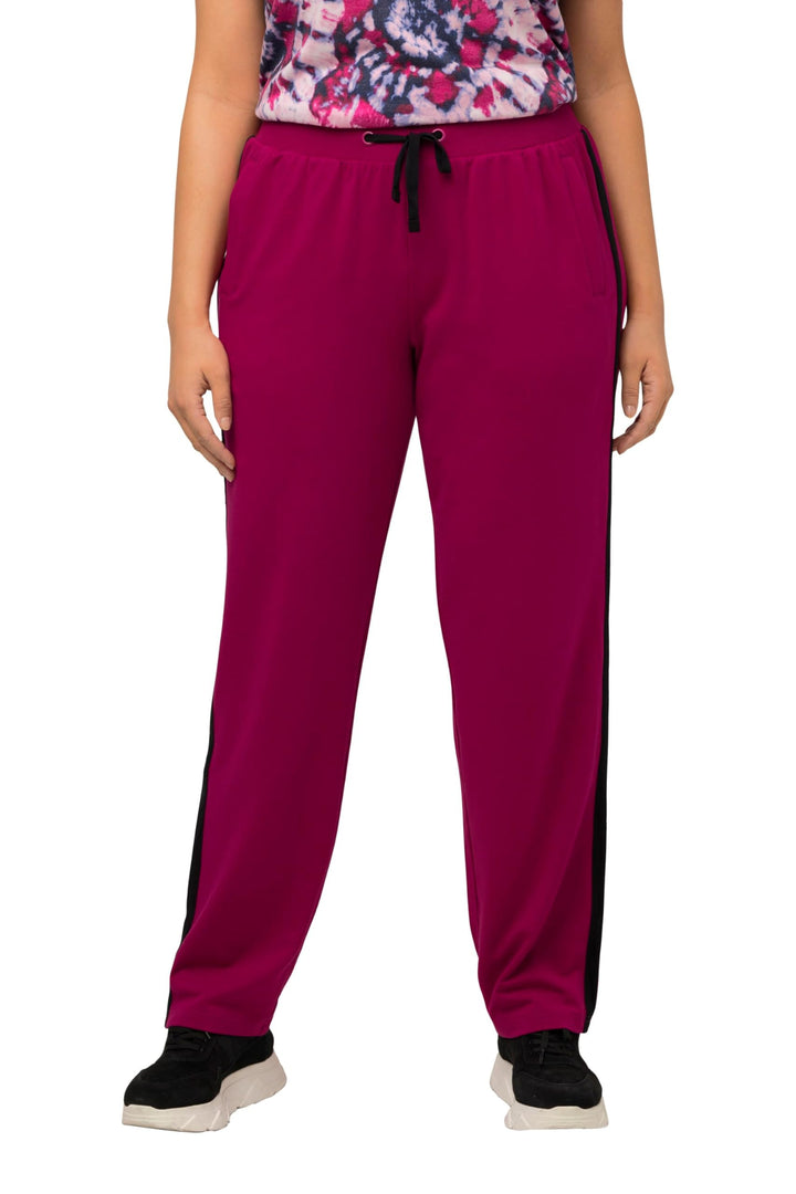 Ulla Popken Damen Jogginghose, Seitliche Streifen, Elastikbund Hose 36W / 32L Magnolienrot, 36W / 32