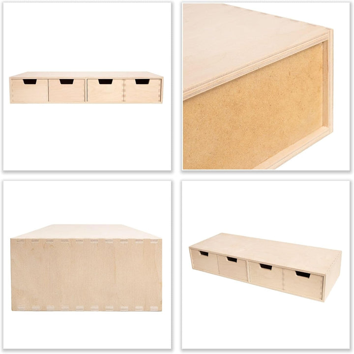 Creative Deco Schubladenbox Schubladenelement 4 Schubladen | 56x20,5x10 cm | (+/- 1 cm) | Mini-Kommo
