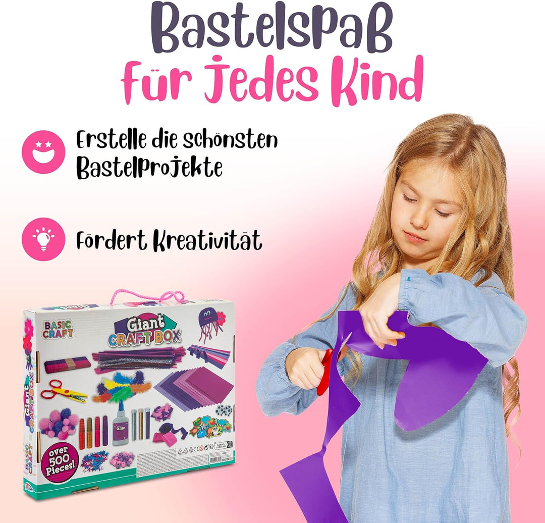 Grafix XL Lila Bastelset | Giant Craft Boxfür Kinder ab 4 Jahren | Über 500 DIY-Bastelmaterialien |