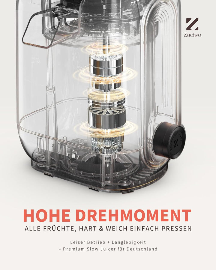 Entsafter Gemüse und Obst Testsieger – Slow Juicer mit 130 mm Extra Breitem Einfüllschacht, Kaltpres