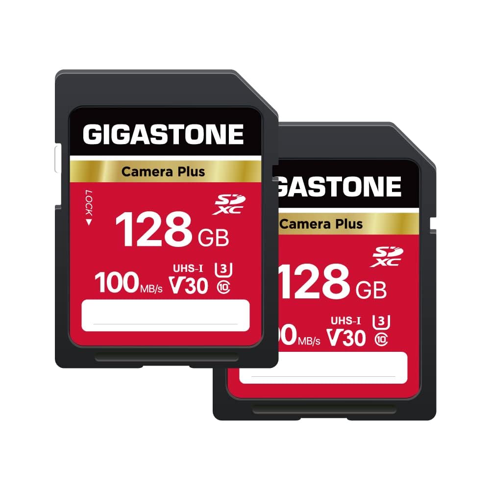 Gigastone SDXC-Speicherkarte, 128 GB, 2 Karten, Primärserie, Geschwindigkeit 80 MB/s, kompatibel mit
