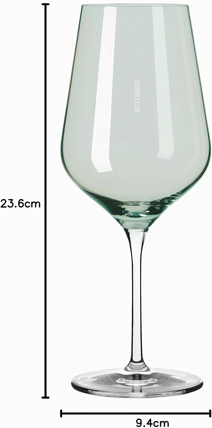RITZENHOFF 3631004 Rotweinglas 500 ml – Serie Fjordlicht Nr. 4 – 2 Stück mit Farbverlauf Green – Mad