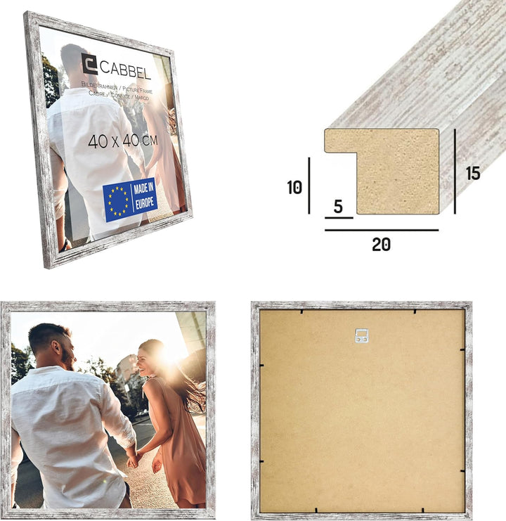 CABBEL Doppelpack (2er Set) Bilderrahmen 40x40 cm, Birke, stabiles MDF-Holz Rahmen, bruchsicherem Pl