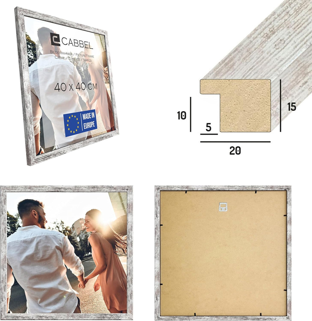 CABBEL Doppelpack (2er Set) Bilderrahmen 40x40 cm, Birke, stabiles MDF-Holz Rahmen, bruchsicherem Pl