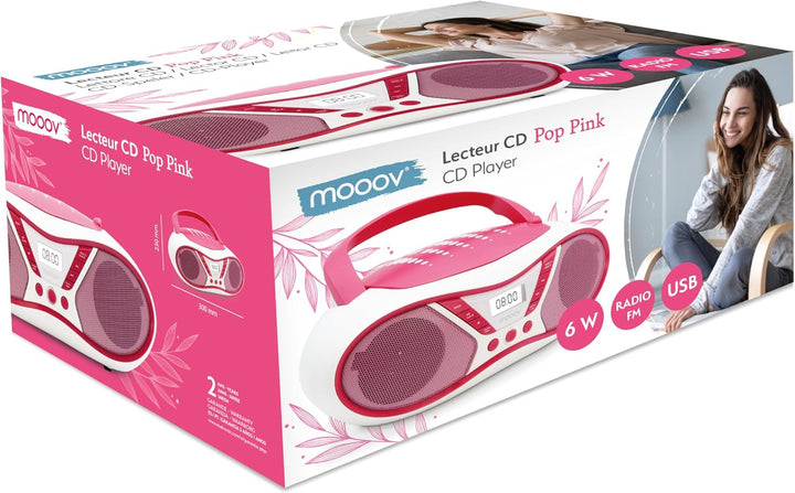 MOOOV 477410 Tragbarer CD-Player mit Radio, USB, Lautsprecher - Mini Kofferradio für Kinder & Senior