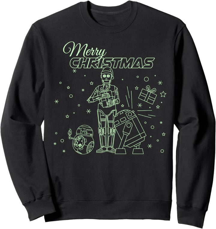 Star Wars Christmas Droids Line Art Merry Christmas Sweatshirt