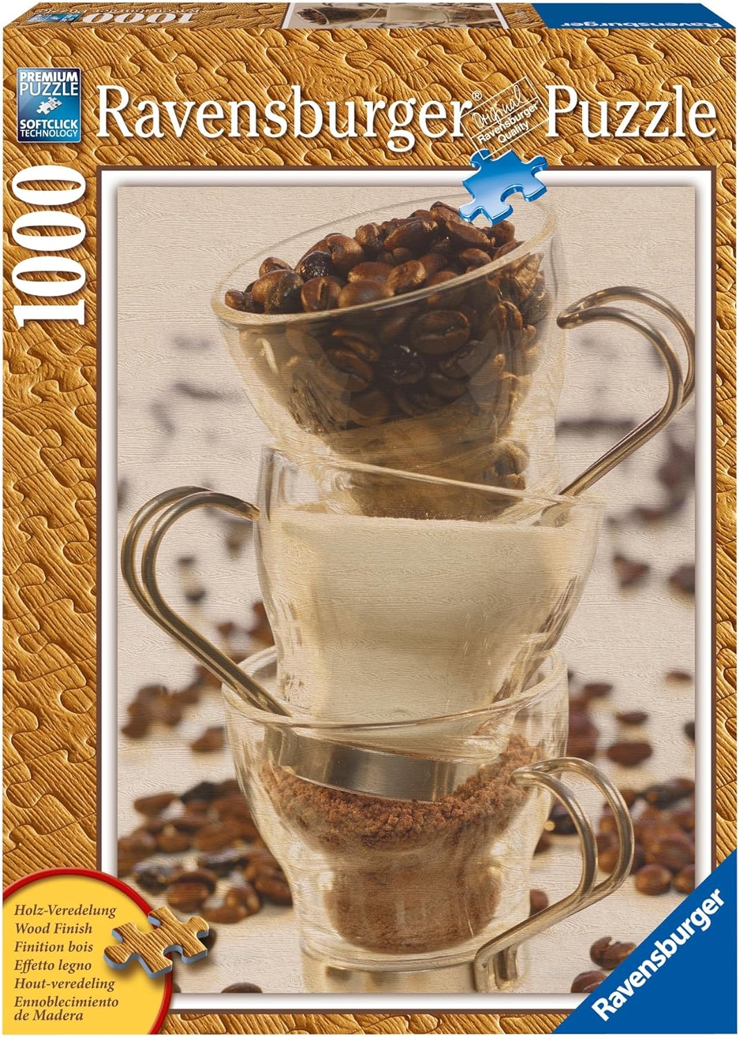 Ravensburger 19003 - Kaffee Stillleben - 1000 Teile Holzstruktur Puzzle