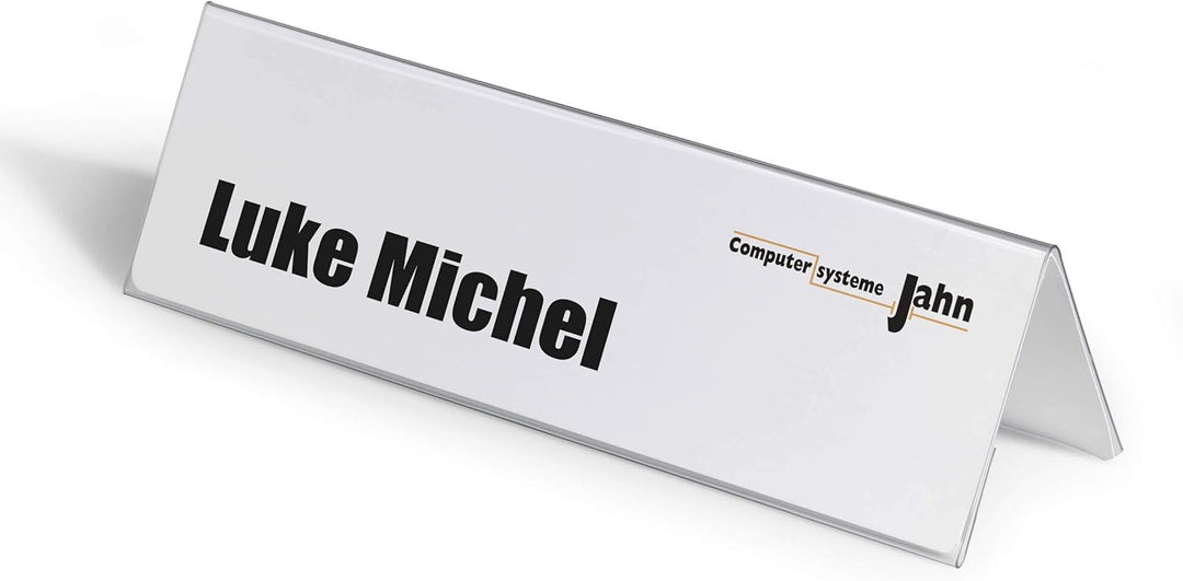 Durable Tischnamensschild 105/210x297 mm, transparent mit weisser Papiereinlage, 25 Stück, 805319 10