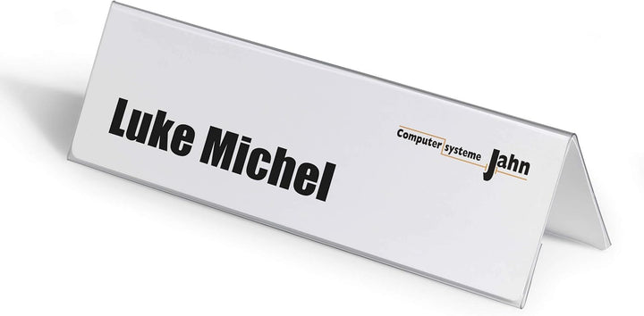 Durable Tischnamensschild 105/210x297 mm, transparent mit weisser Papiereinlage, 25 Stück, 805319 10