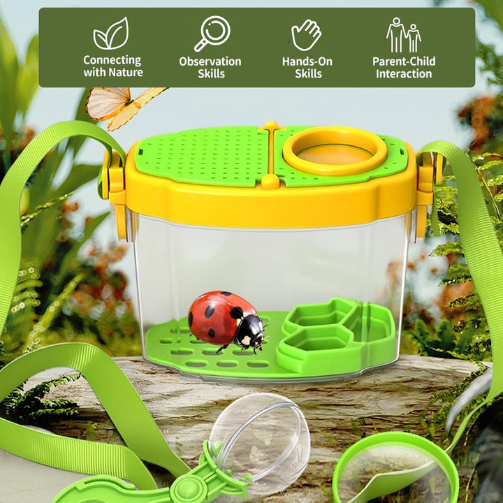 Entdecker Set für Kinder ab 4, 8 Stück Forscherset für Kinder mit Insekten Beobachtungsbox, Lupengla