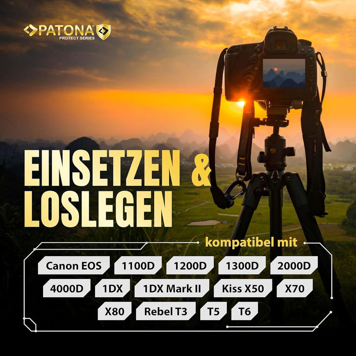 PATONA Protect V1 (2X) Ersatz für Akku Canon LP-E10 (echte 1020mAh) mit NTC-Sensor und V1 Gehäuse ko