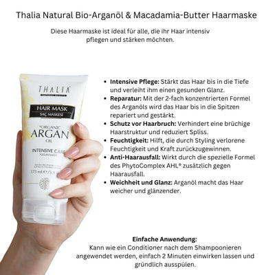 Thalia Natural Beauty - Bio Arganöl & Macadamia Butter Haarmaske 175 ml